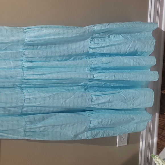 Nwt medium Trina Turk Tiered Sunglasses Maxi Dress turquoise - Picture 12 of 13